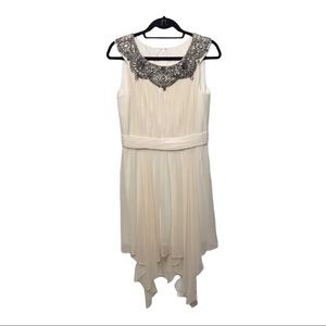 Marchesa Notte Silk Dress Embellished Beaded Neck bridal engagement wedding